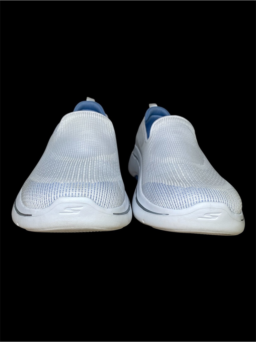 Skechers Go Walk Arch Fit, Mesh Slip-On Minimalist Sneakers White, Blue Sz 9 - Picture 6 of 11